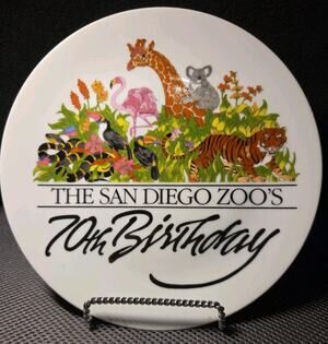 ceramic collector's plate commemorating the San Diego Zoo's 70th Birthday
